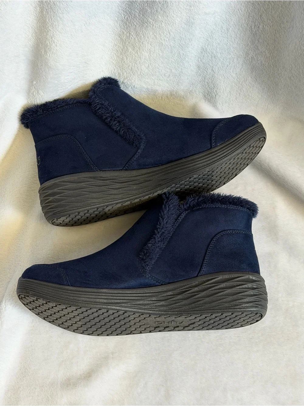 Ryka Neela Navy Blue Faux Suede Winter Boots Womens Size 8.5 Comfort Booties